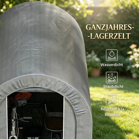 Tente de protection de jardin, abri de stockage extérieur et garage à vélos, bâche PE, cadre en métal galvanisé - Image 9
