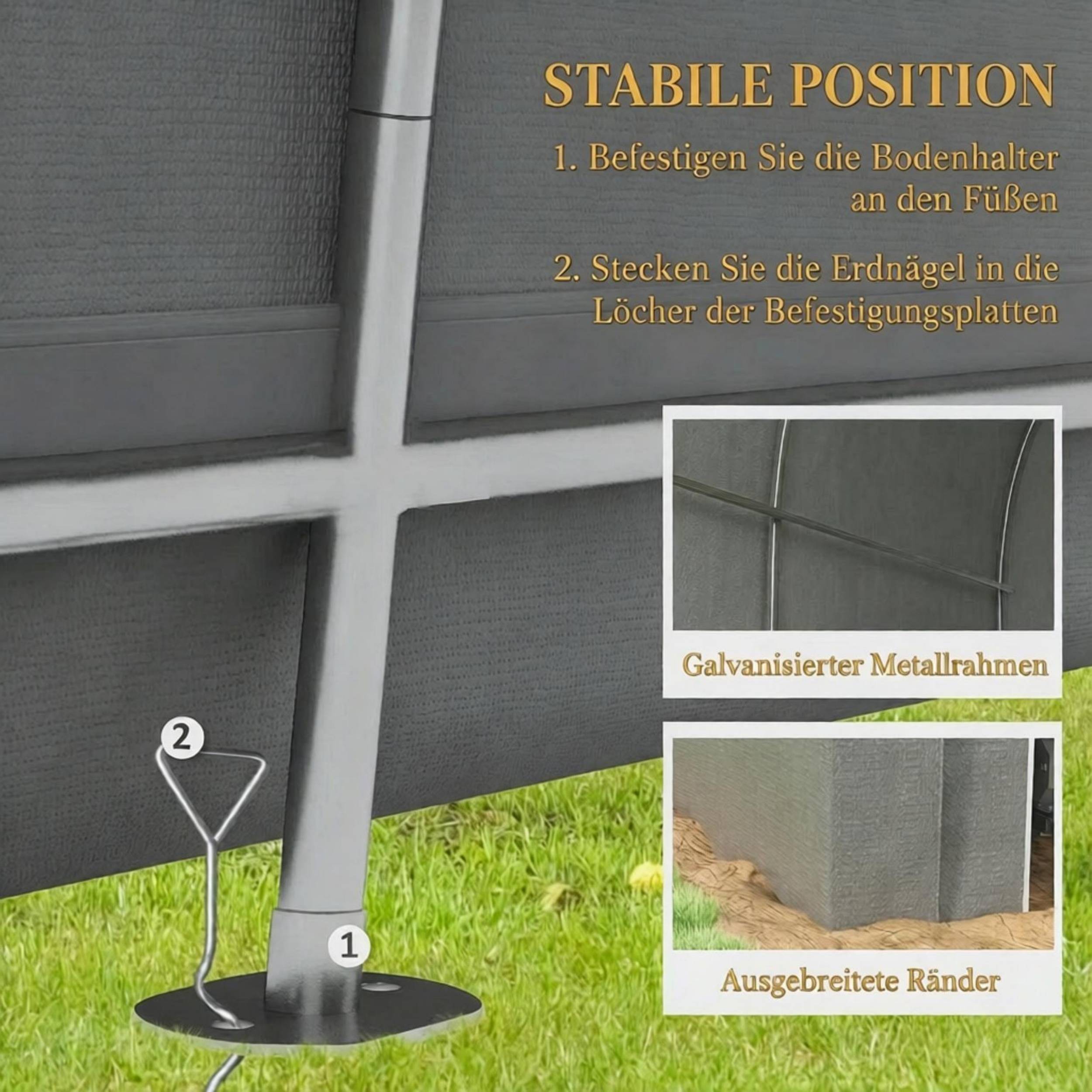 Tente de protection de jardin, abri de stockage extérieur et garage à vélos, bâche PE, cadre en métal galvanisé - Image 6