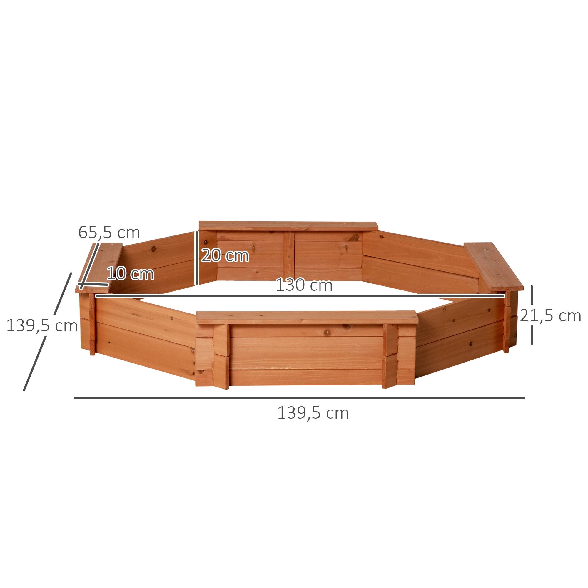 Outsunny - Bac à sable bois octogonal dim. 139,5L x 139,5l x 21,5H cm - 4 bancs - bâche de couverture, non tissé de sol inclus - bois sapin pré-huilé - Outsunny - Image 3