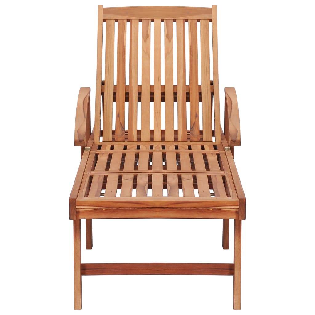 Helloshop26 - Lot de 2 transats chaise longue bain de soleil lit de jardin terrasse meuble d'extérieur avec coussin beige bois de teck solide - Image 4