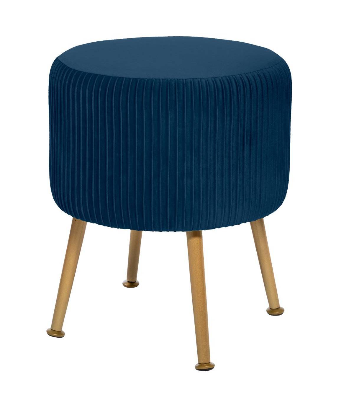 Tabouret en Velours Bleu plissé H 41 cm - Image 1