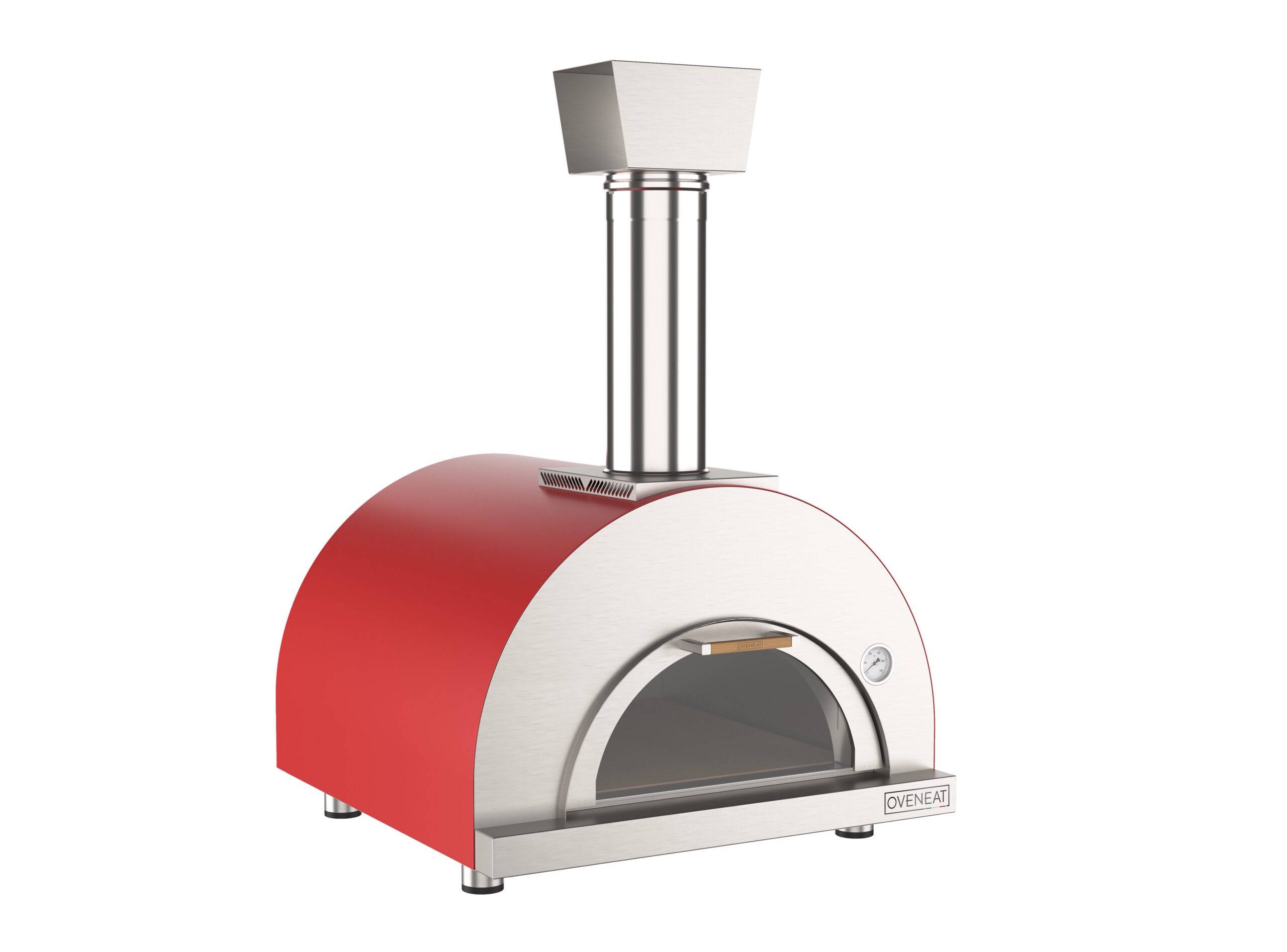 Four pizza bois LUX 2 - Rouge + Pelle à pizzas - Image 1