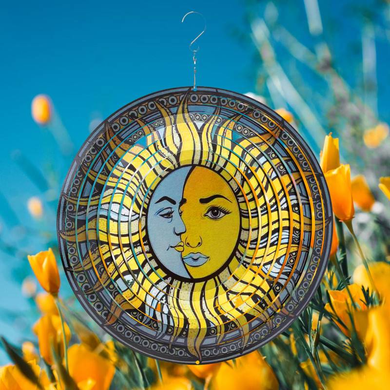 Mobile à suspendre métal - Icare - Soleil et lune 3D - Image 2