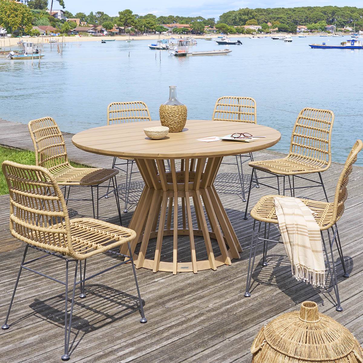 Hesperide - Lot de 2 chaises de jardin "Lambada" sésame & graphite en acier traité époxy Hespéride