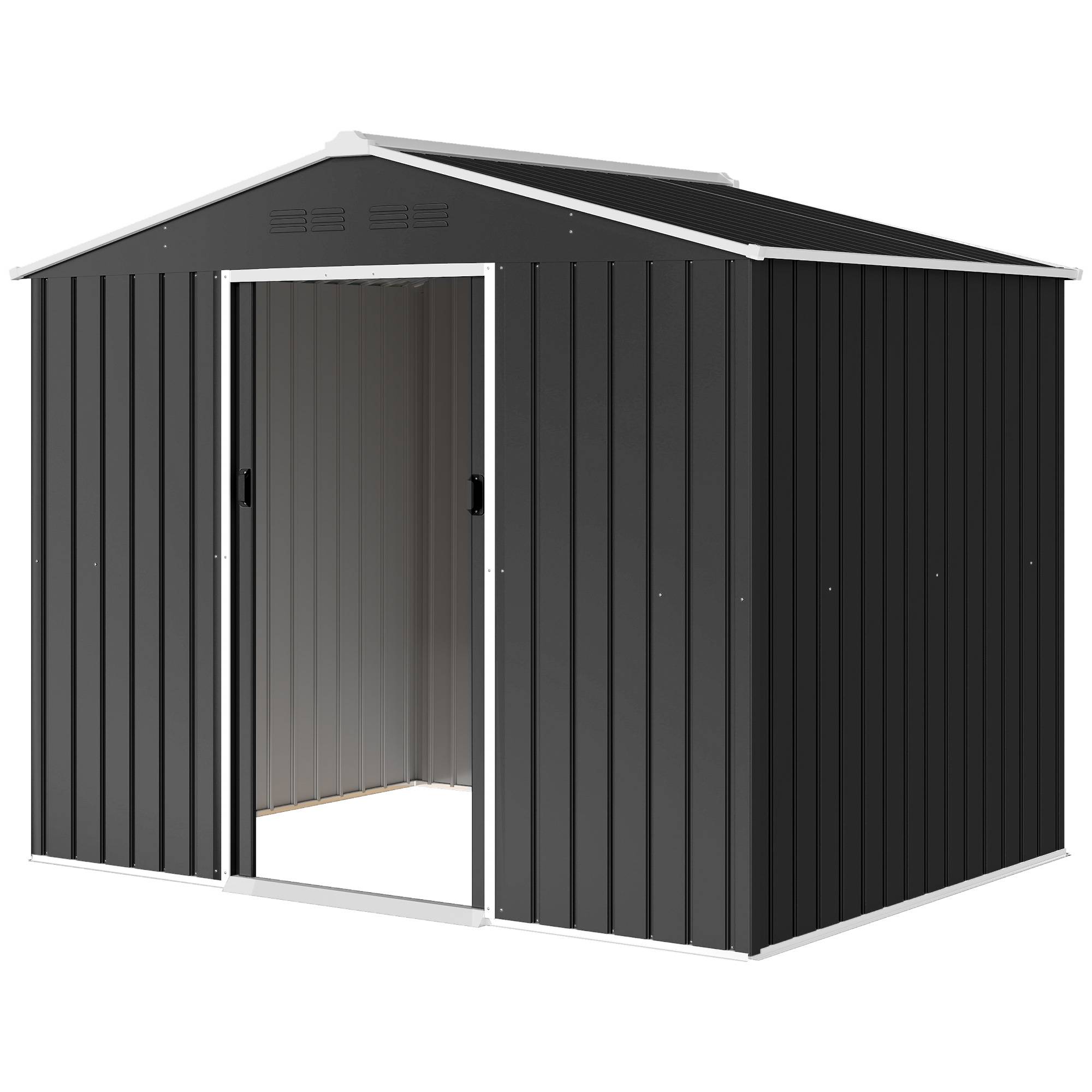 Abri jardin gris foncé 3,6 m² 236x171x191 cm avec portes coulissantes aérations rangement équipement jardin - Image 2