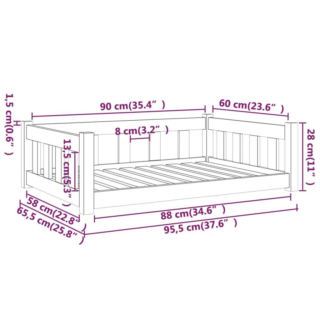 Vidaxl - Lit pour chien 95,5x65,5x28 cm bois de pin solide vidaXL 820197 - Image 3