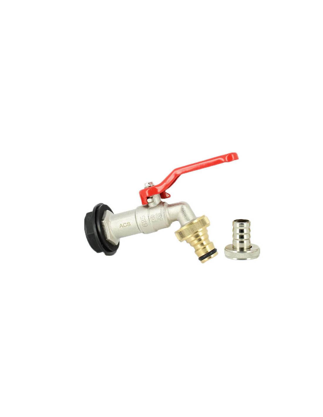 Robinet ECO laiton 15 mm + Nez 20X27 pour Récupérateur Eau - Image 1