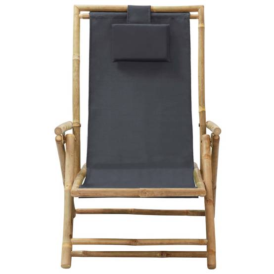Maison Chic - Chaise de relaxation inclinable - Bain de soleil - Transat Gris foncé Bambou et tissu HL91 - Image 1