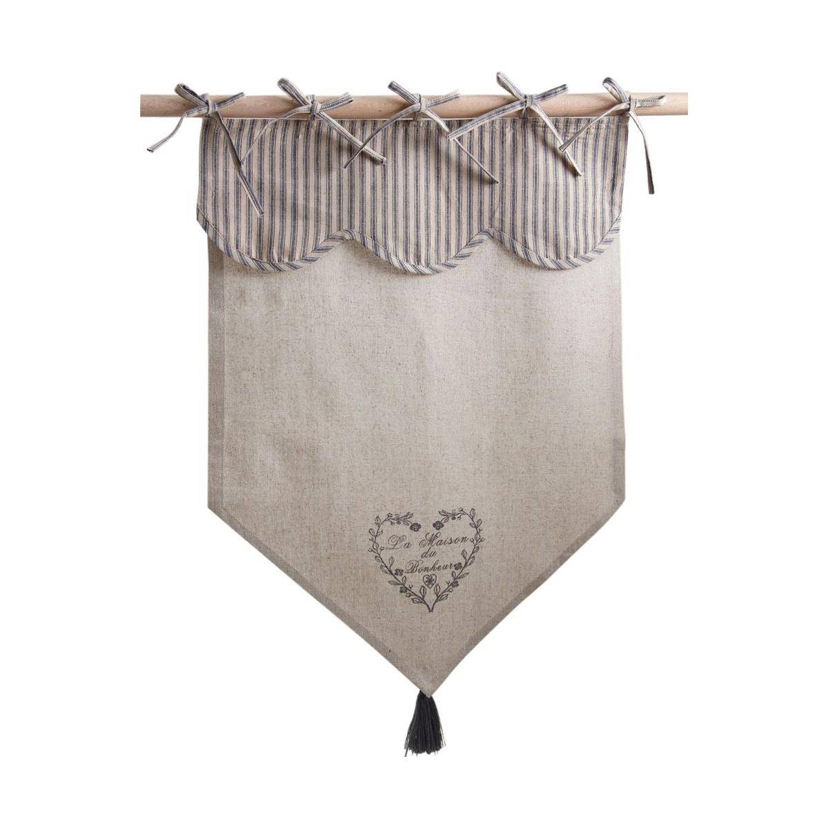 Aubry Gaspard - Rideau motif coeur gris - Image 1