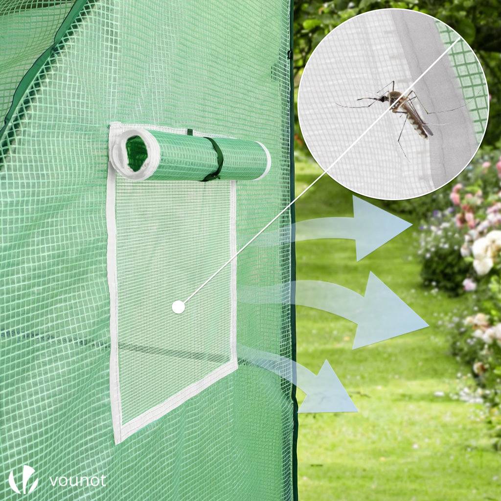 Vounot - Serre d'hivernage murale adossée 300x100x180cm vert - Bâche PE imperméable, anti-UV - Balcon, terrasse, jardin - Image 7