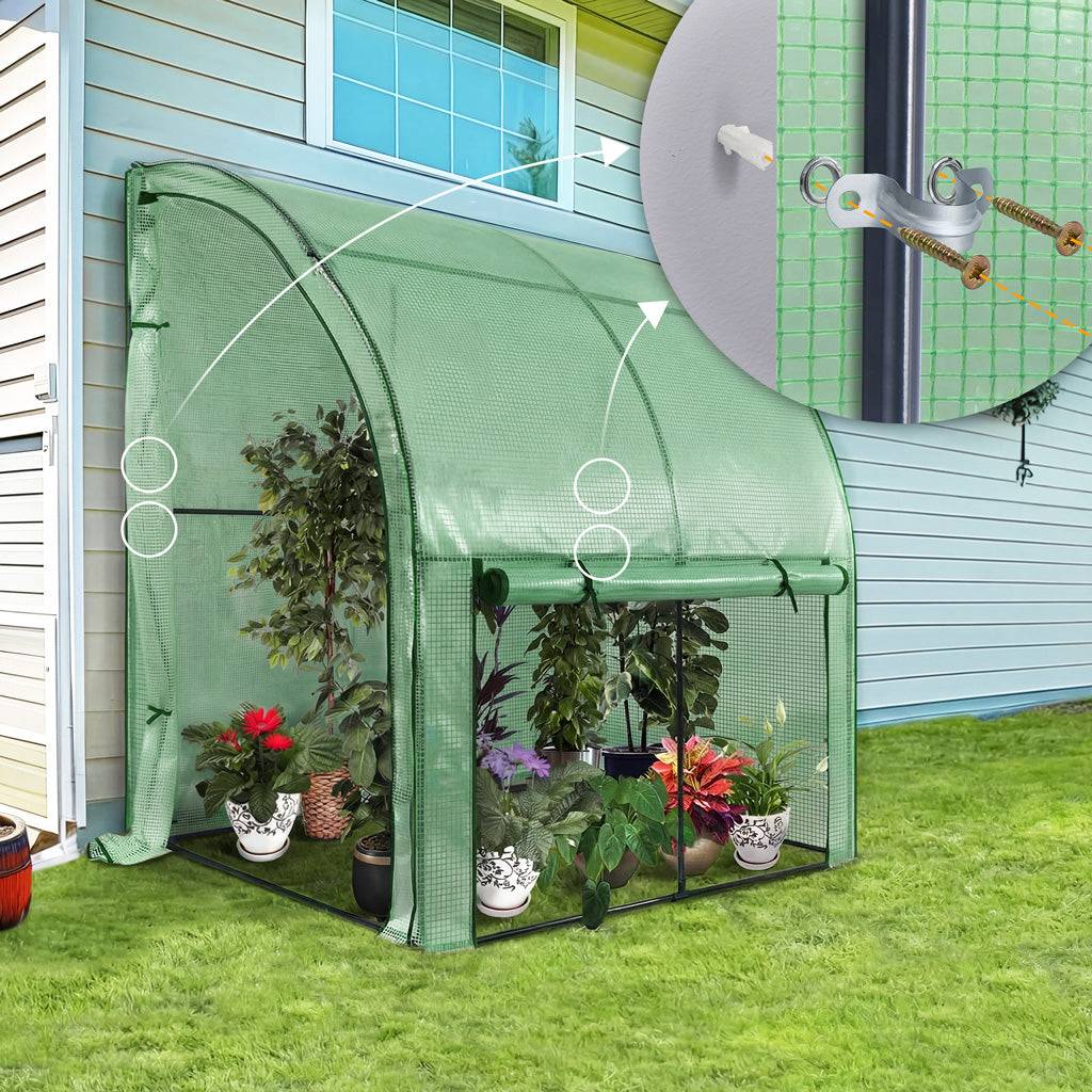 Vounot - Serre d'hivernage murale adossée 300x100x180cm vert - Bâche PE imperméable, anti-UV - Balcon, terrasse, jardin - Image 6