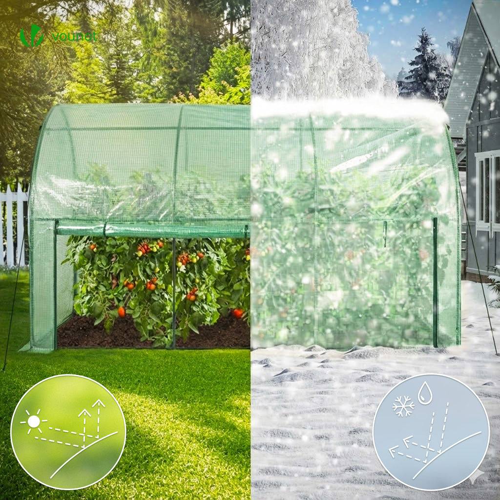 Vounot - Serre d'hivernage murale adossée 300x100x180cm vert - Bâche PE imperméable, anti-UV - Balcon, terrasse, jardin - Image 4