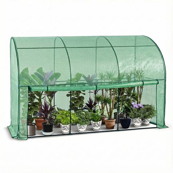 Vounot - Serre d'hivernage murale adossée 300x100x180cm vert - Bâche PE imperméable, anti-UV - Balcon, terrasse, jardin - Image 1