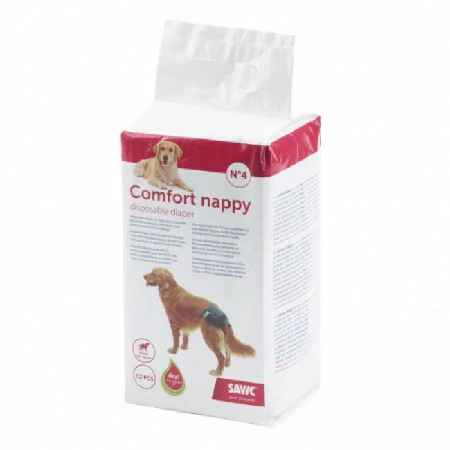 Savic - Couche jetable noire pour incontinence Comfort Nappy Savic pour chien Taille 4 Paquet de 12 couches