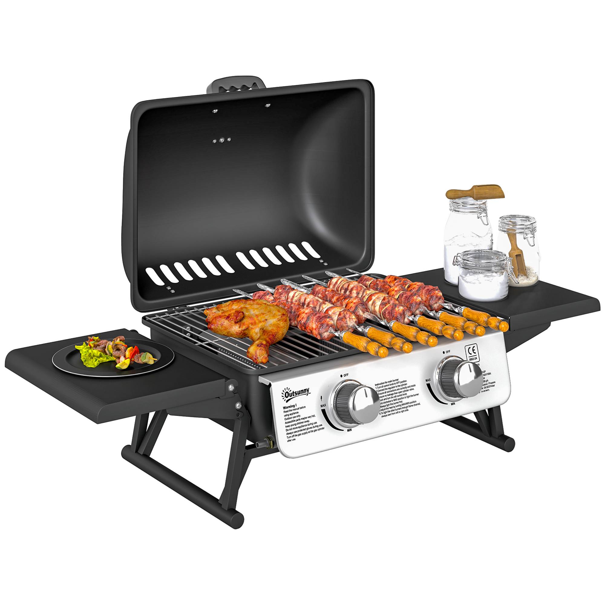 Barbecue gaz de table acier noir 101 x 48 x 41 cm - PANGIVO