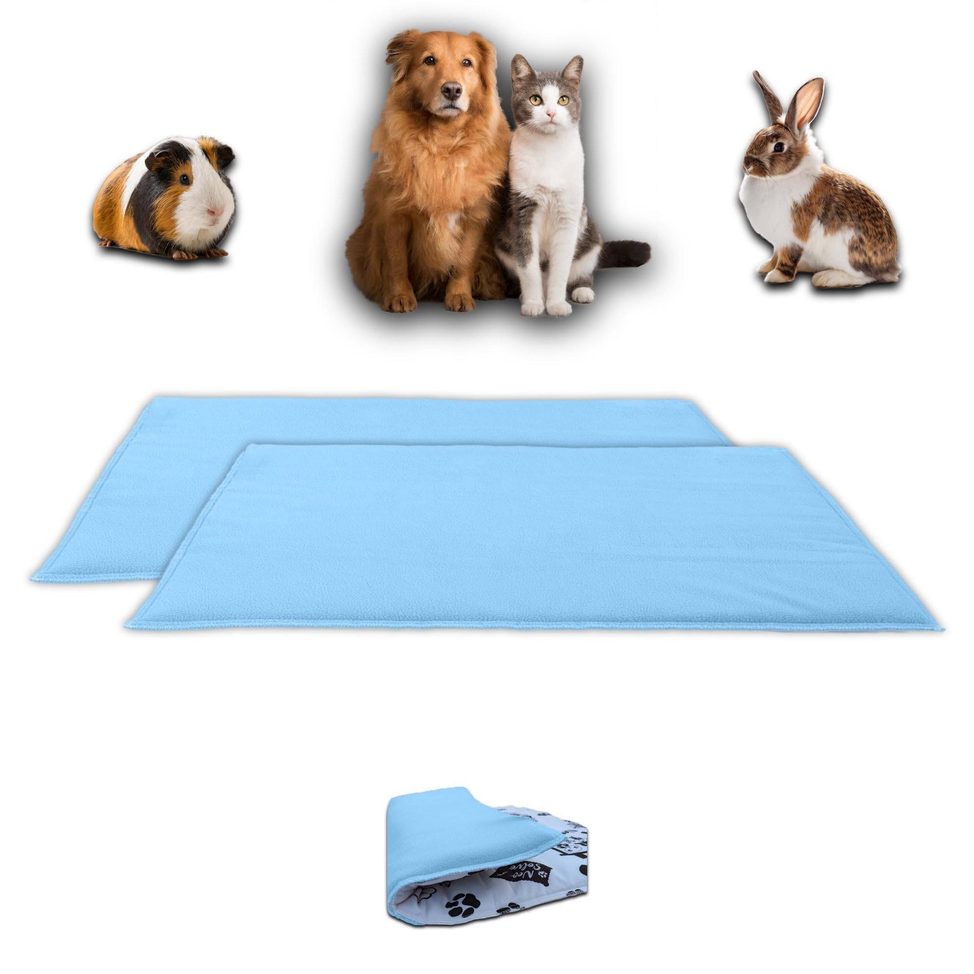Lot de 2 - Tapis pour Cochon d'inde et Lapin en Polaire 60 x 50 cm - Polaire Absorbant, Lavable en Machine, Economique - Neo Solvo - Image 1