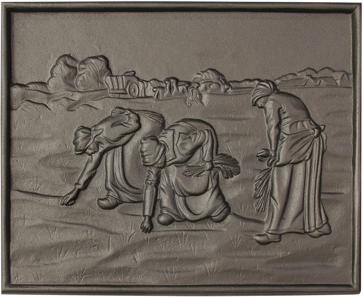 Plaque de cheminée les glaneuses Dommartin grise H. 46,5cm X L. 58,5cm - Image 1