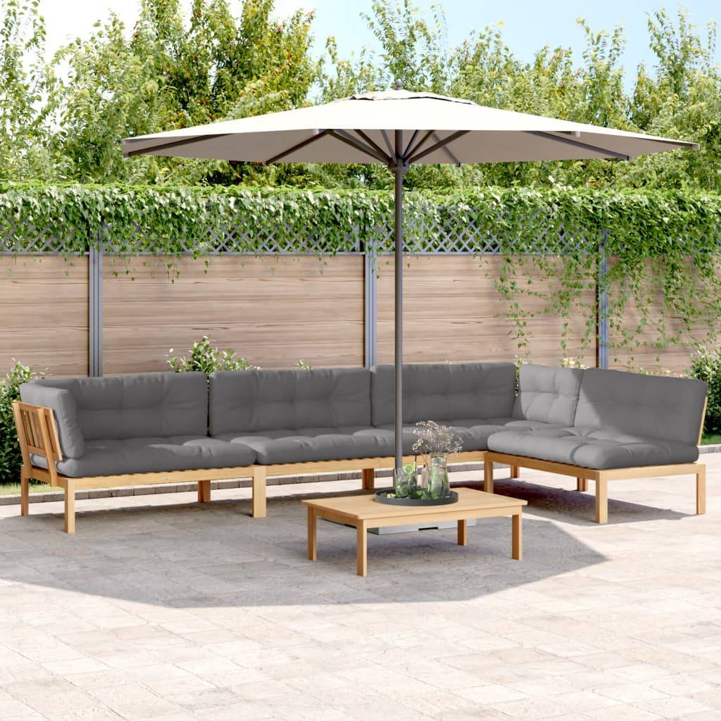 ComfortXL - Salon de Jardin Palette 5 Pièces Bois d'Acacia avec Coussins Épais pour Balcon Extérieur Brun Gris – ComfortXL Outdoor Living - Image 1