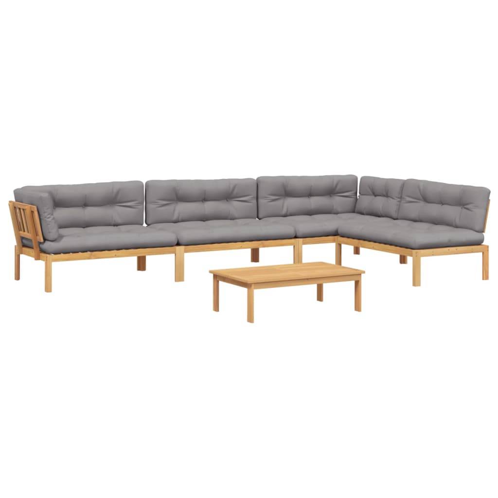 ComfortXL - Salon de Jardin Palette 5 Pièces Bois d'Acacia avec Coussins Épais pour Balcon Extérieur Brun Gris – ComfortXL Outdoor Living - Image 2