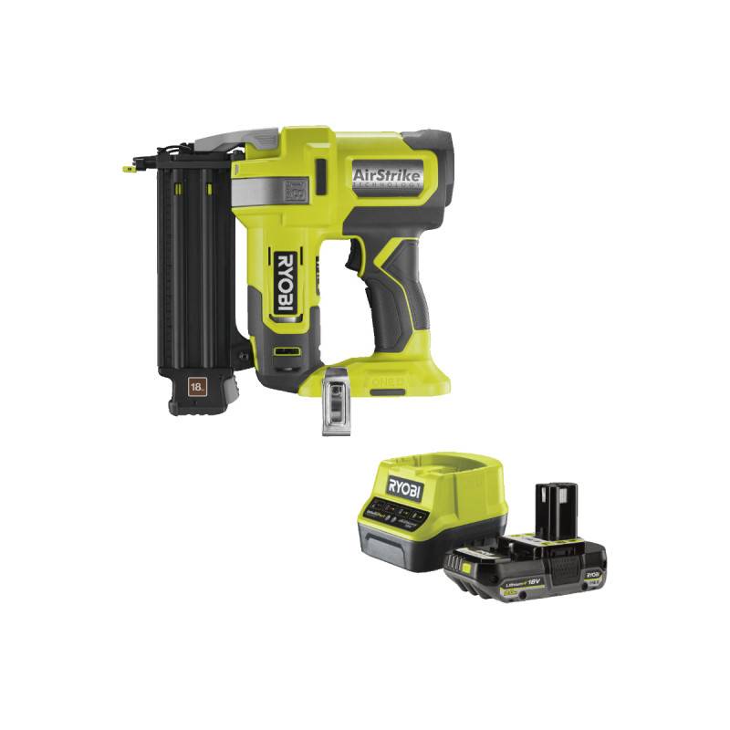 Ryobi - Pack RYOBI Cloueur d'assemblage air comprimé R18GN18-0 - 18V One+ - 1 batterie 2.0Ah - 1 chargeur rapide RC18120-120