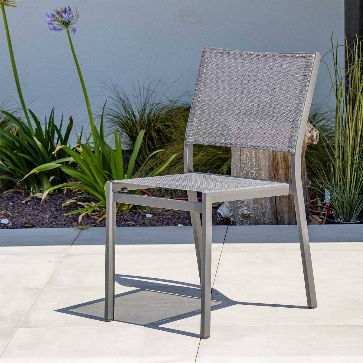 Dcb Garden - Chaise de Jardin Empilable "Stockholm" 84cm Gris Anthracite - Image 4