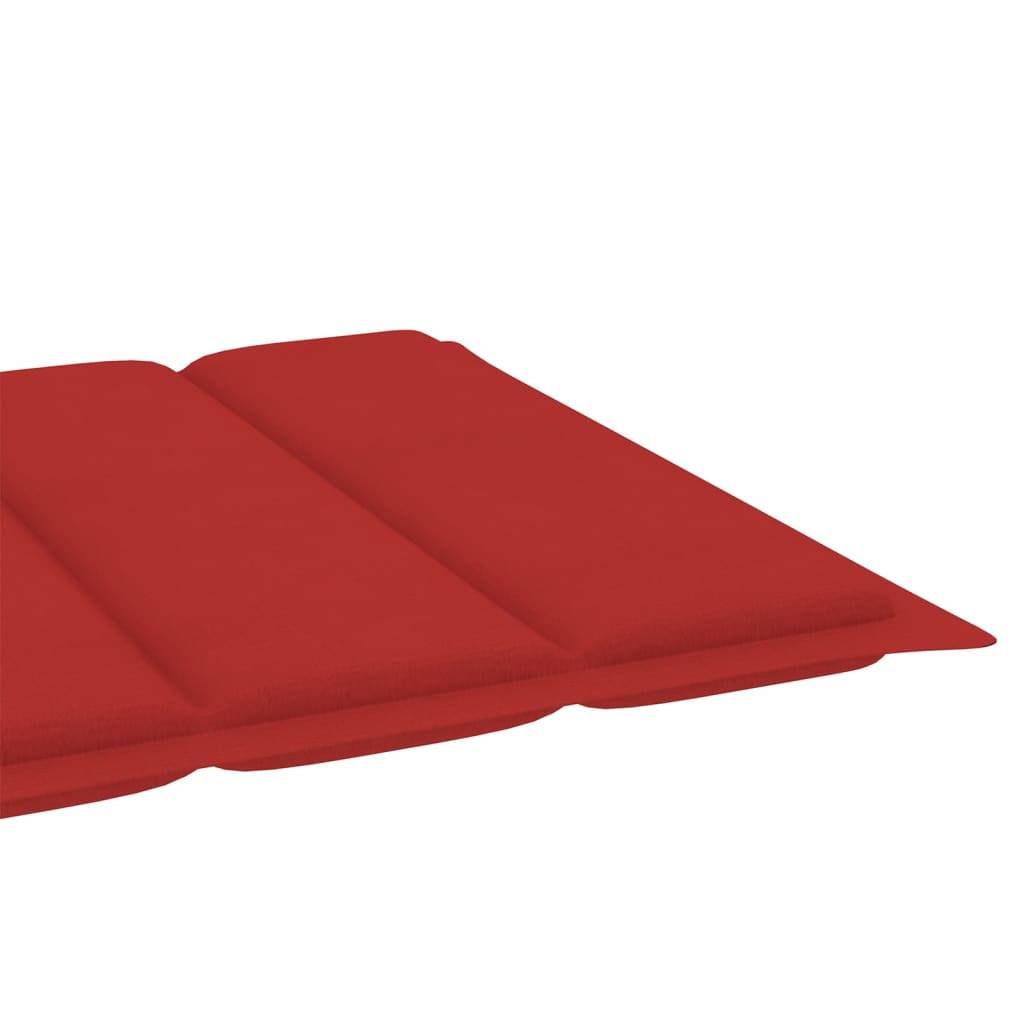 Helloshop26 - Lot de 2 transats chaise longue bain de soleil lit de jardin terrasse meuble d'extérieur avec coussin rouge bois de teck solide - Image 9