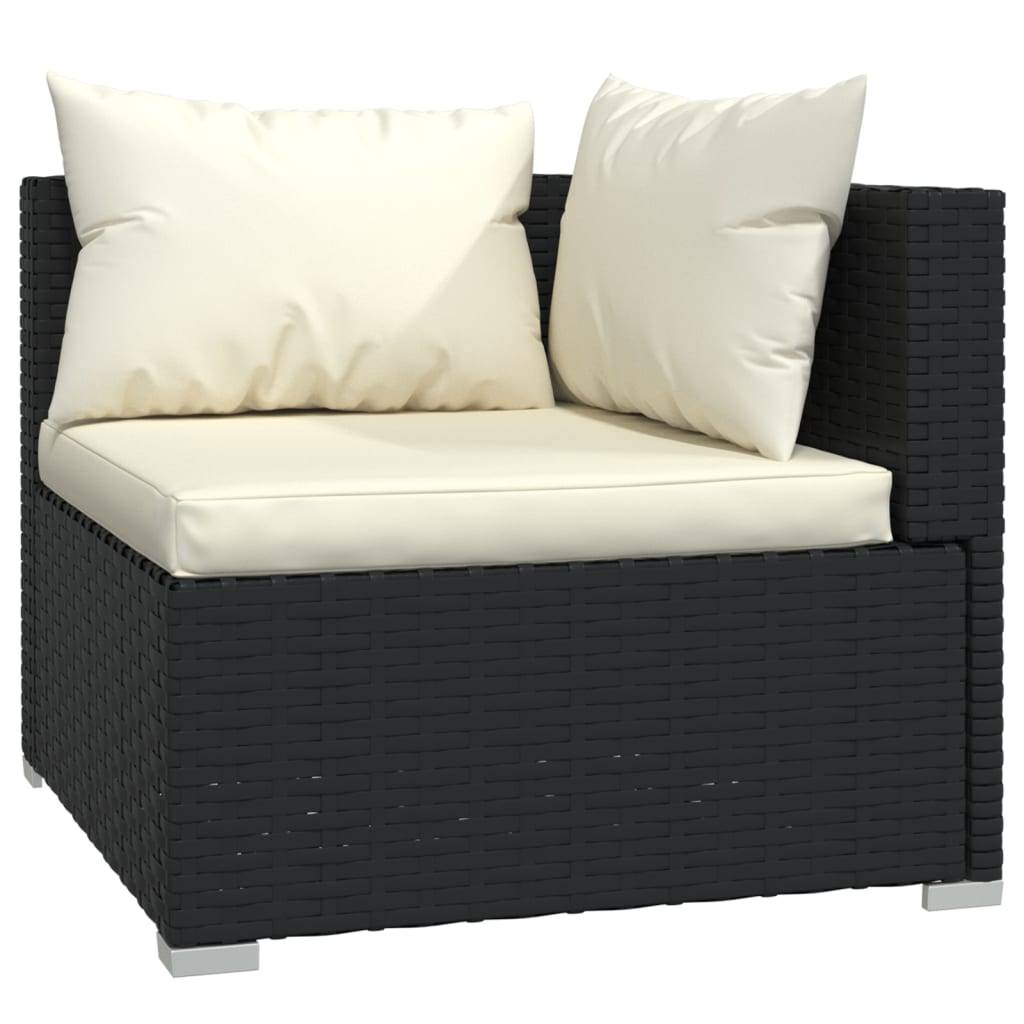Helloshop26 - Salon de jardin meuble d'extérieur ensemble de mobilier 7 pièces avec coussins noir résine tressée - Image 3
