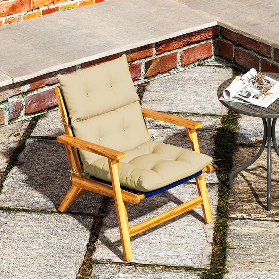 Coussin de siège avec dos, 115 x 56 x 10 cm, beige, polyester, résistant à l'eau - PANGIVO - Image 7