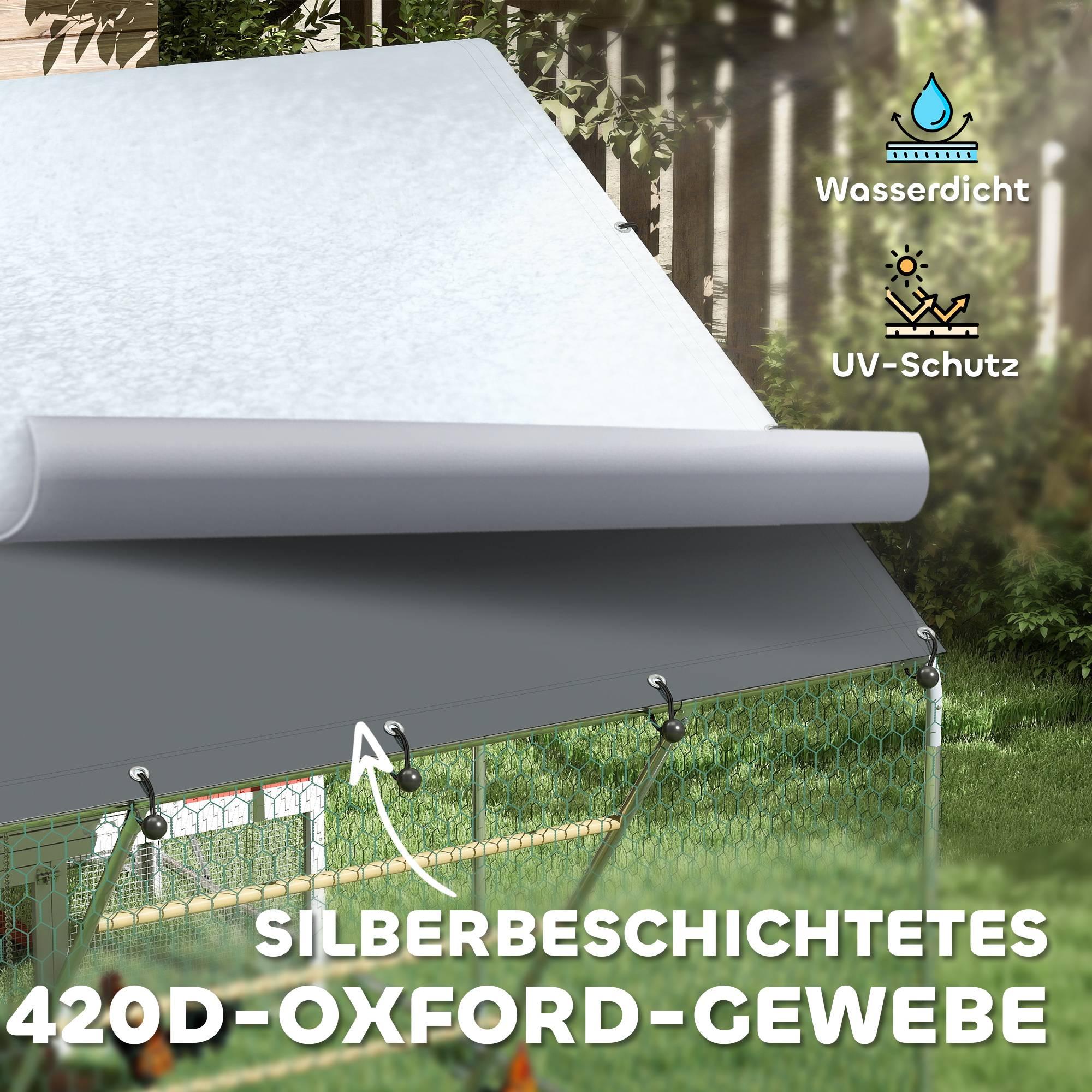 Enclos Poulailler Acier Galvanisé 6m² pour 6-8 Poules Parc Extérieur Bâche Toit 3x2m - ComfortXL Pet Living - Image 5