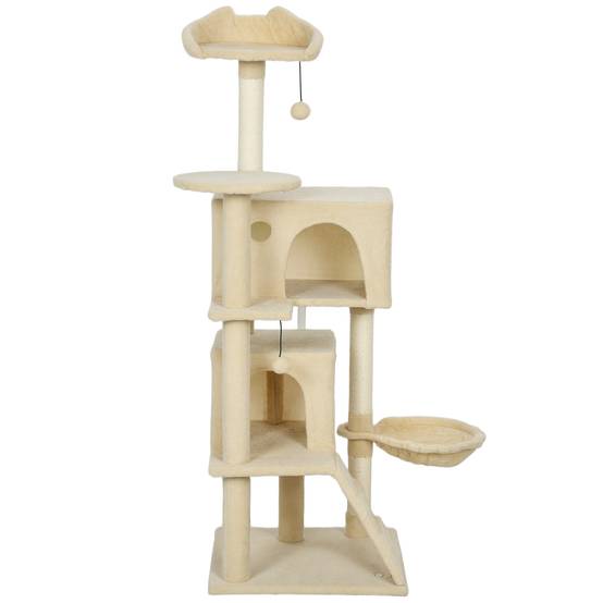 Arbre à chat sisal et peluche beige 48 x 48 x 140 cm - PANGIVO - Image 2