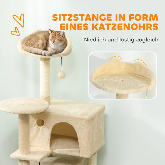 Arbre à chat sisal et peluche beige 48 x 48 x 140 cm - PANGIVO - Image 7