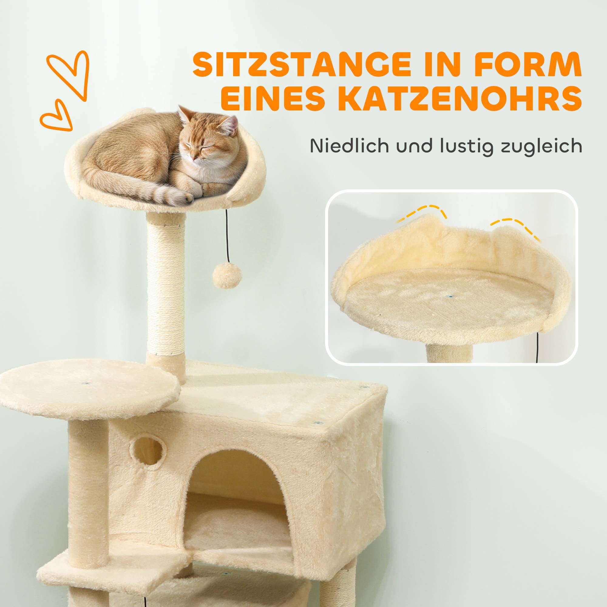 Arbre à chat sisal et peluche beige 48 x 48 x 140 cm - PANGIVO - Image 7