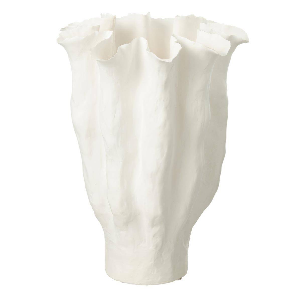 J-Line - Vase Déco en Céramique "Calyx" 42cm Blanc - Image 1