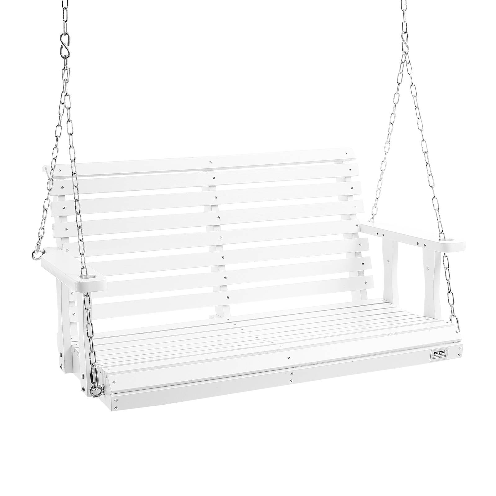 Vevor - VEVOR Balançoire porche bois 1240x710x600 mm, charge 400 kg, chaine, blanc. - Image 1