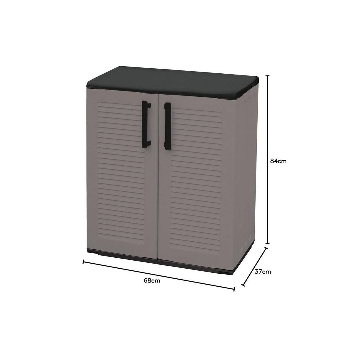 Armoire de Rangement Grise Armoire basse 2 portes Polypropylène - Meuble de rangement 68 x 37 x h84 cm ArtPlast - Image 7