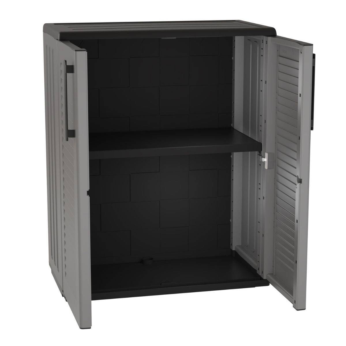 Armoire de Rangement Grise Armoire basse 2 portes Polypropylène - Meuble de rangement 68 x 37 x h84 cm ArtPlast - Image 5