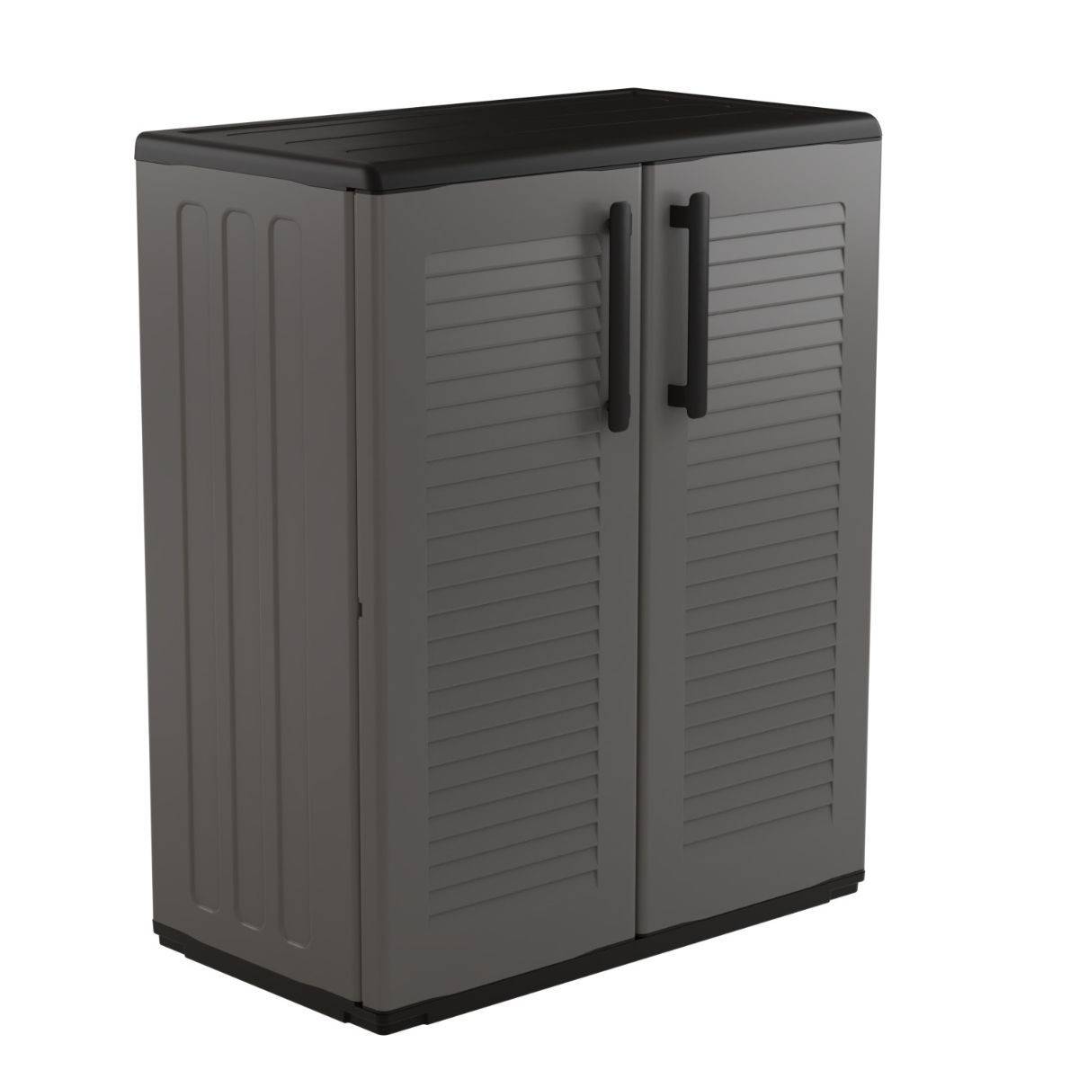 Armoire de Rangement Grise Armoire basse 2 portes Polypropylène - Meuble de rangement 68 x 37 x h84 cm ArtPlast - Image 3
