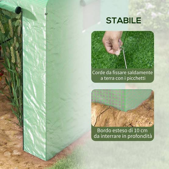 ComfortXL - Serre de jardin PE et acier 200 x 140 x 200 cm verte 2 espaces porte enroulable - ComfortXL Outdoor Living - Image 9