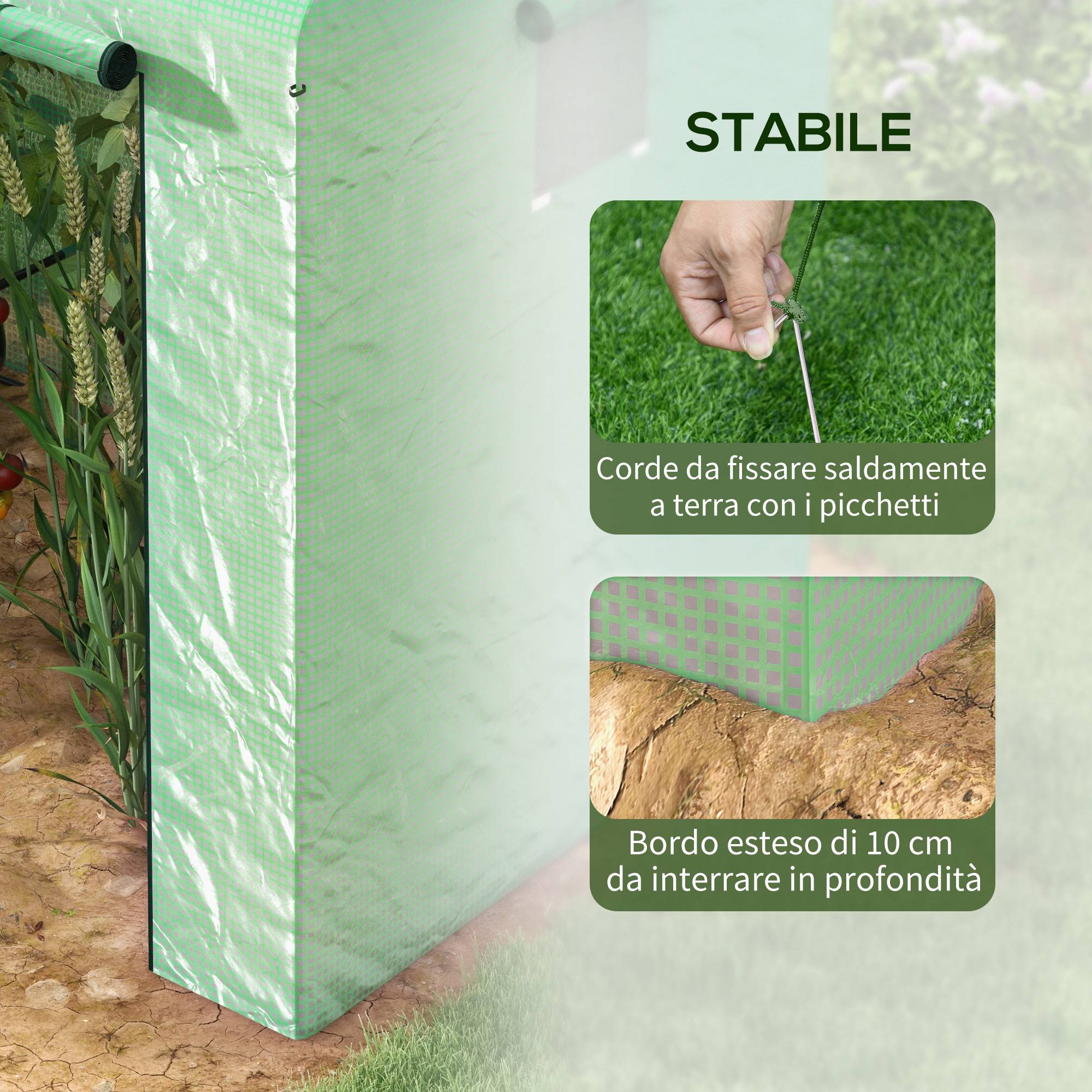 ComfortXL - Serre de jardin PE et acier 200 x 140 x 200 cm verte 2 espaces porte enroulable - ComfortXL Outdoor Living - Image 9