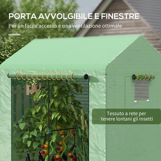 ComfortXL - Serre de jardin PE et acier 200 x 140 x 200 cm verte 2 espaces porte enroulable - ComfortXL Outdoor Living - Image 8