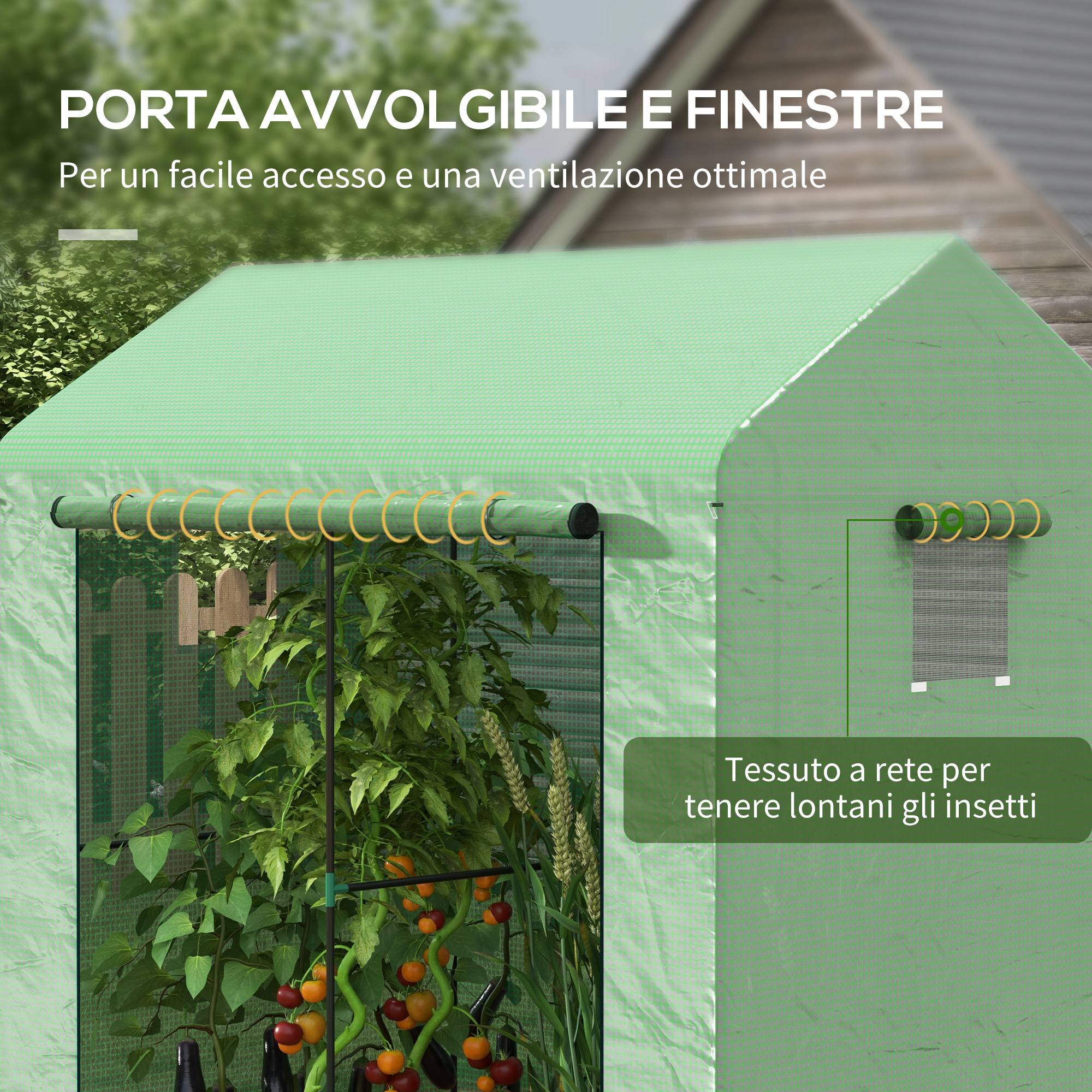 ComfortXL - Serre de jardin PE et acier 200 x 140 x 200 cm verte 2 espaces porte enroulable - ComfortXL Outdoor Living - Image 8