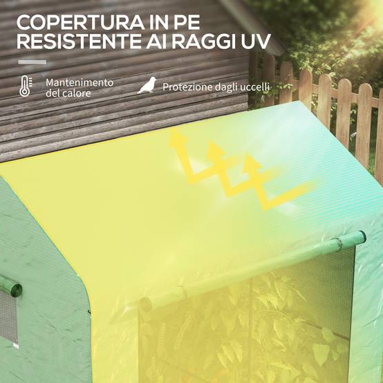 ComfortXL - Serre de jardin PE et acier 200 x 140 x 200 cm verte 2 espaces porte enroulable - ComfortXL Outdoor Living - Image 6