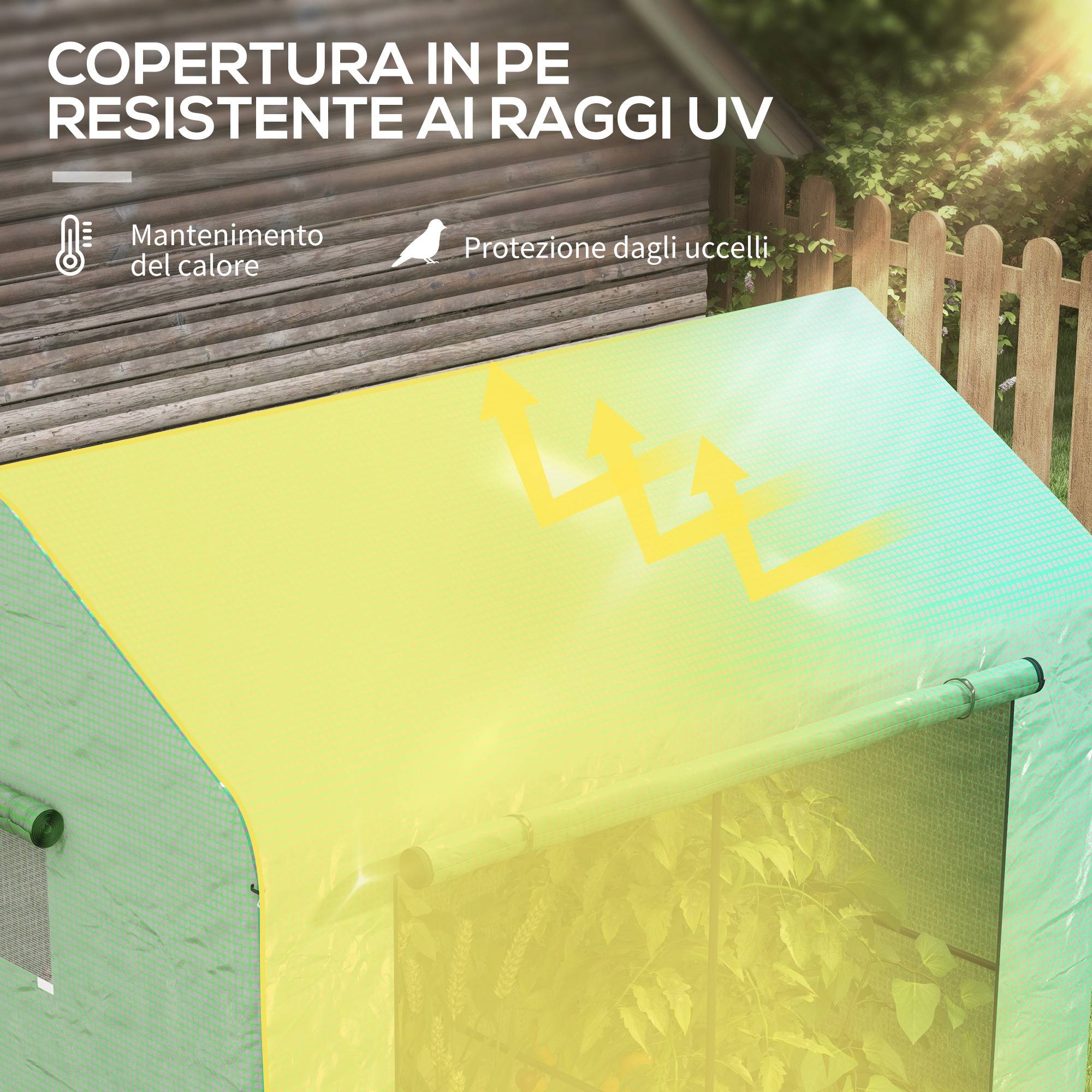 ComfortXL - Serre de jardin PE et acier 200 x 140 x 200 cm verte 2 espaces porte enroulable - ComfortXL Outdoor Living - Image 6