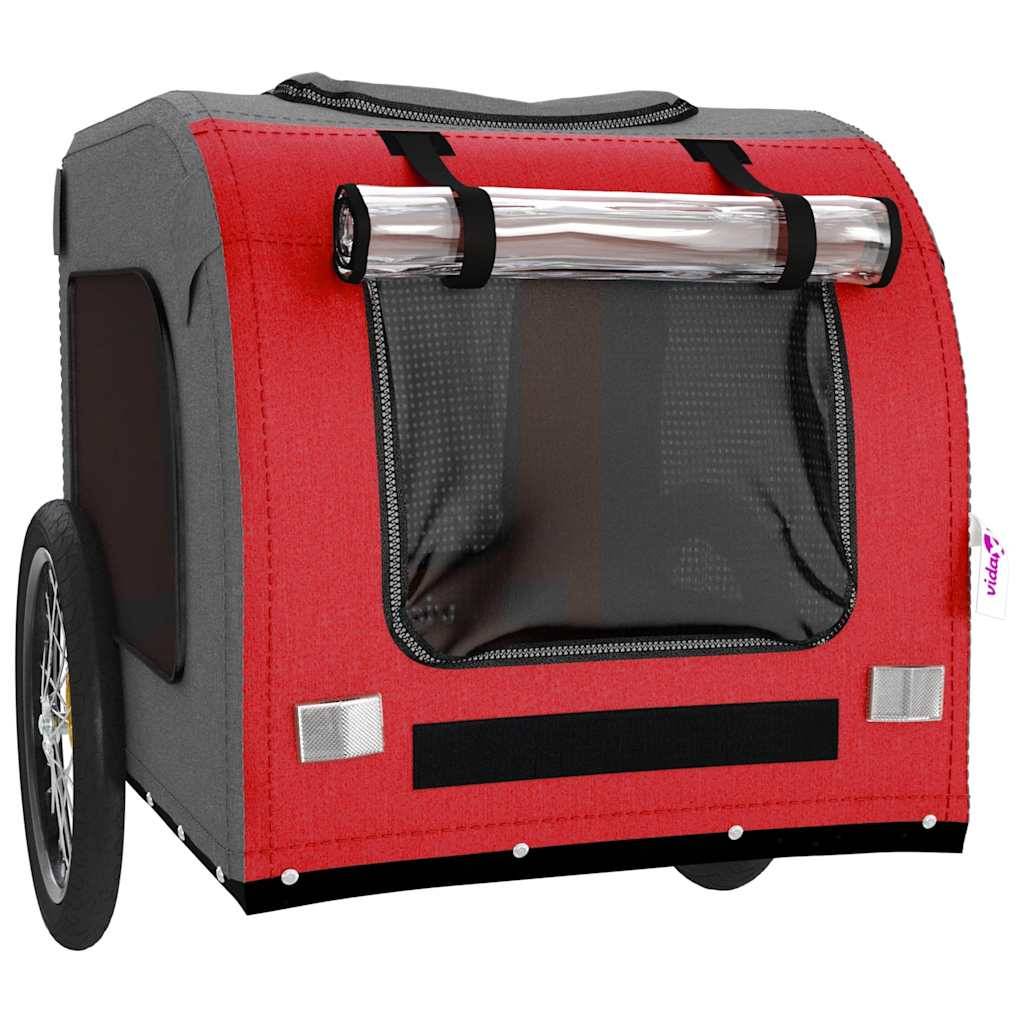 Remorque de vélo pour animaux tissu Oxford et fer rouge et gris 69 x 133.5 x 73.5 cm - PANGIVO - Image 5