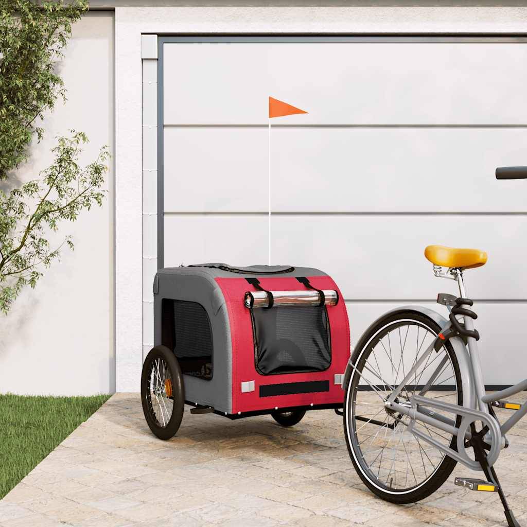 Remorque de vélo pour animaux tissu Oxford et fer rouge et gris 69 x 133.5 x 73.5 cm - PANGIVO - Image 1