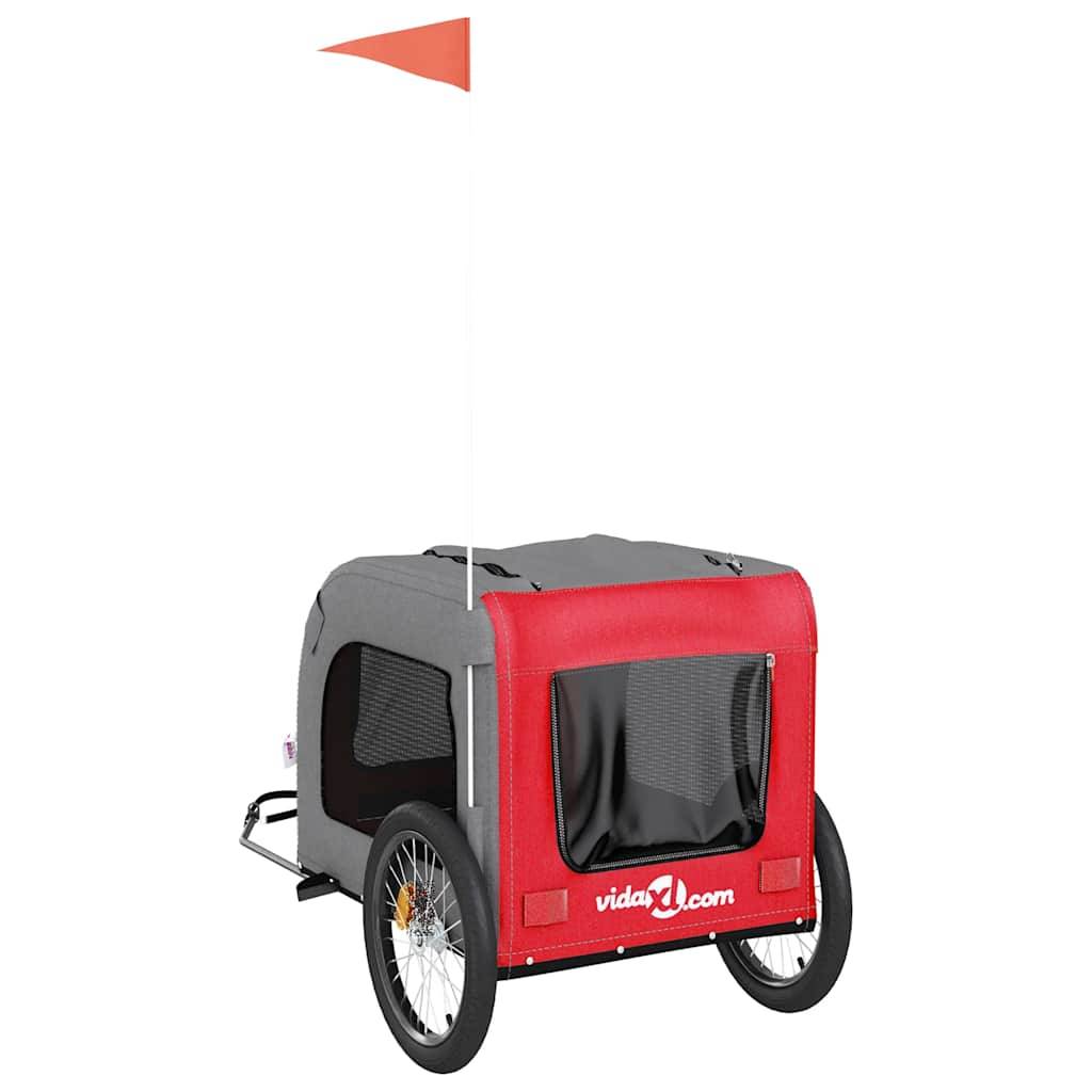 Remorque de vélo pour animaux tissu Oxford et fer rouge et gris 69 x 133.5 x 73.5 cm - PANGIVO - Image 8
