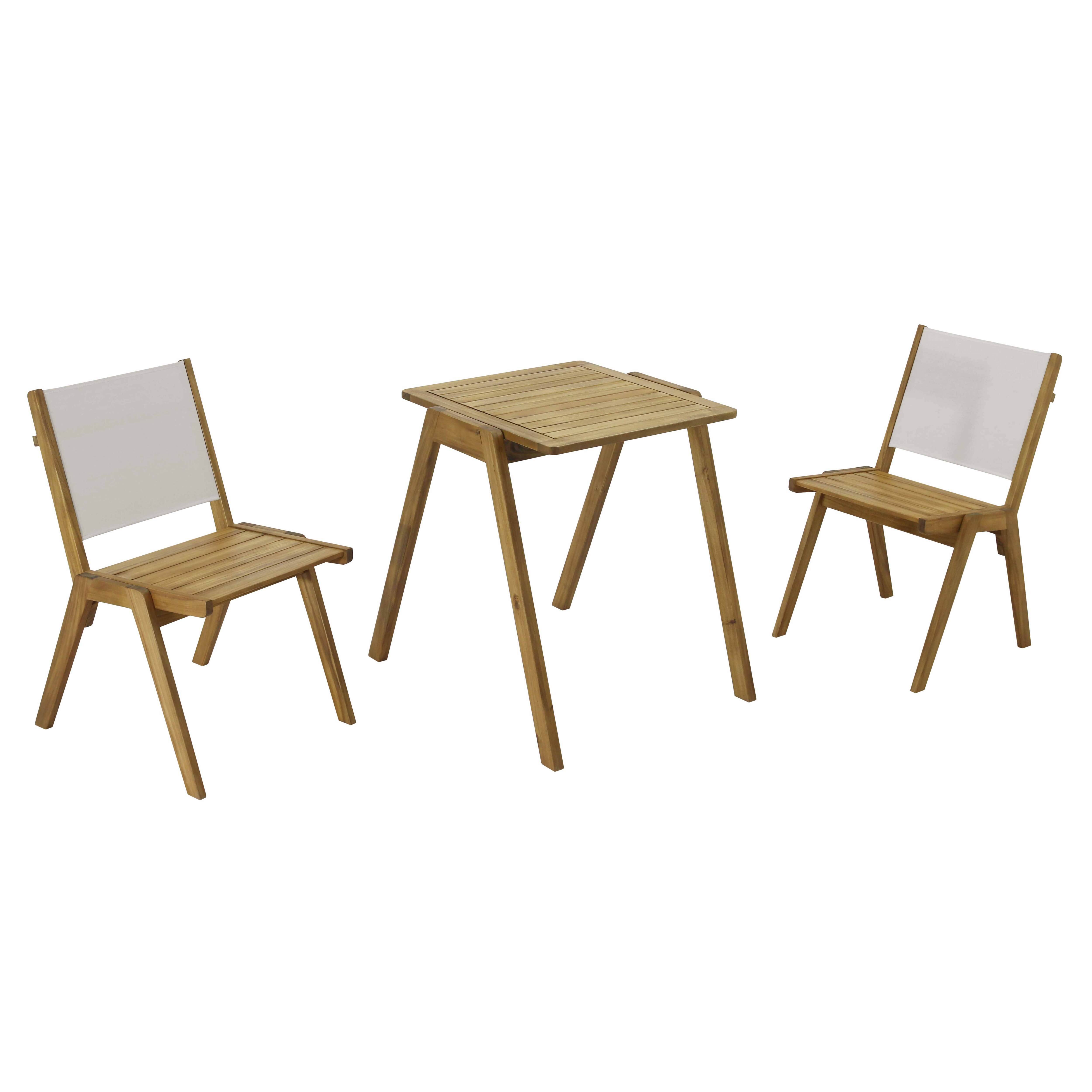 Oviala - Table de jardin carrée et 2 chaises en bois écru Uzes - Oviala - Image 1