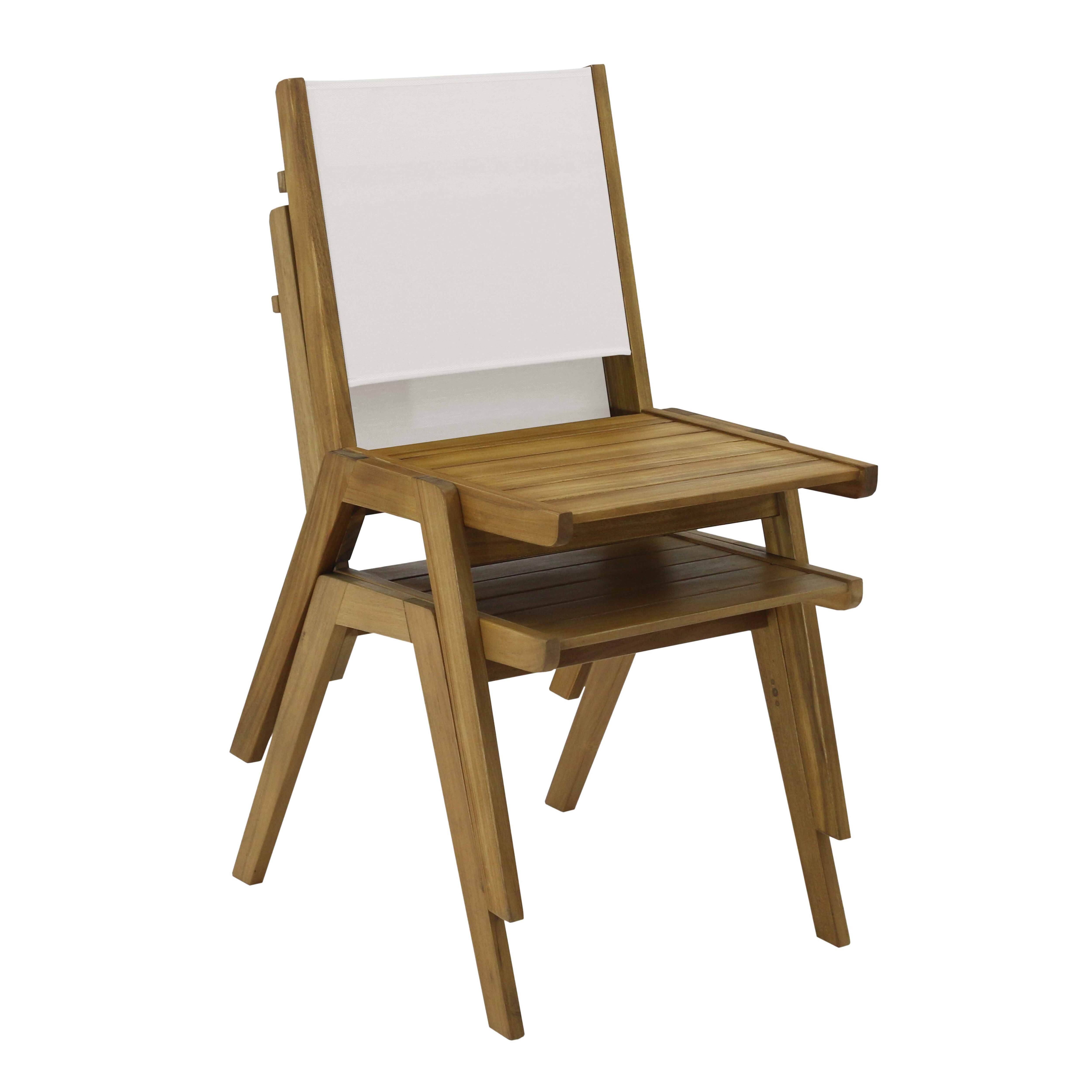 Oviala - Table de jardin carrée et 2 chaises en bois écru Uzes - Oviala - Image 6