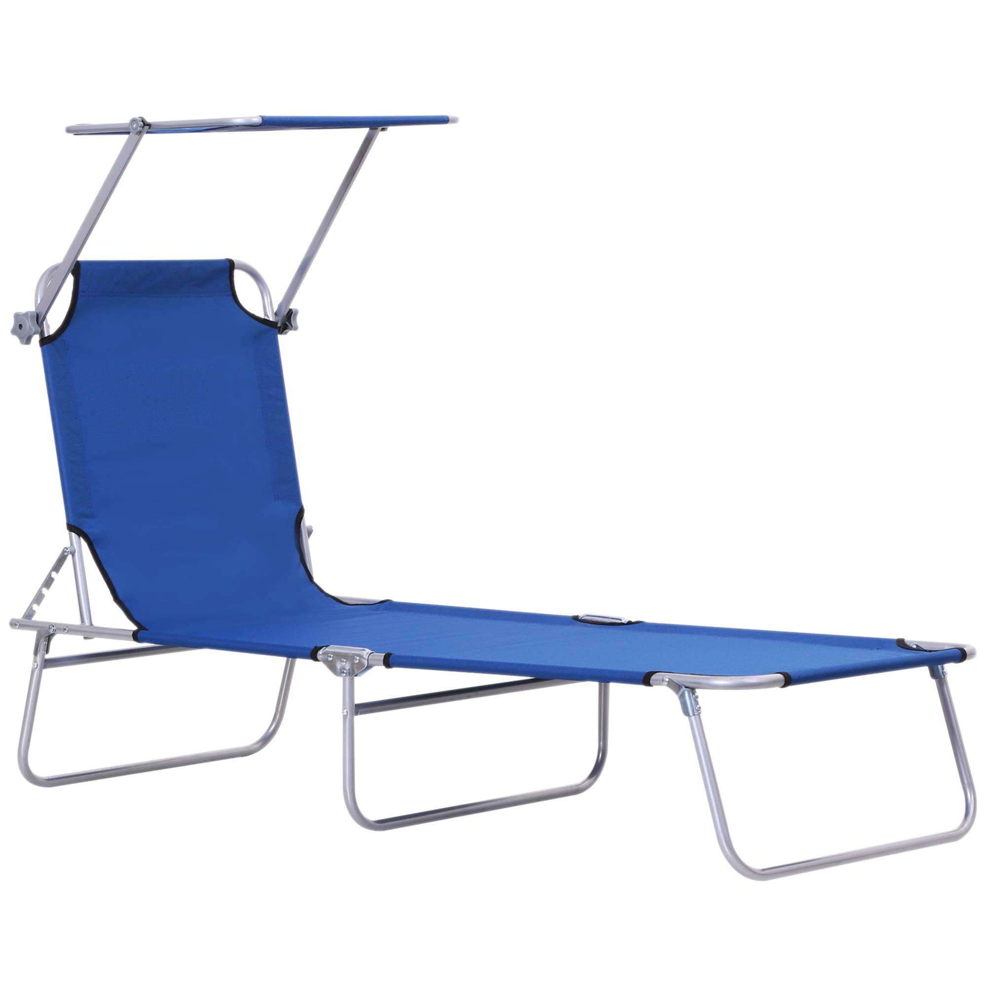 Transat Bain de Soleil Pliable Chaise Longue Grand Confort - 187x58x36cm Métal Bleu fr573 - Image 2