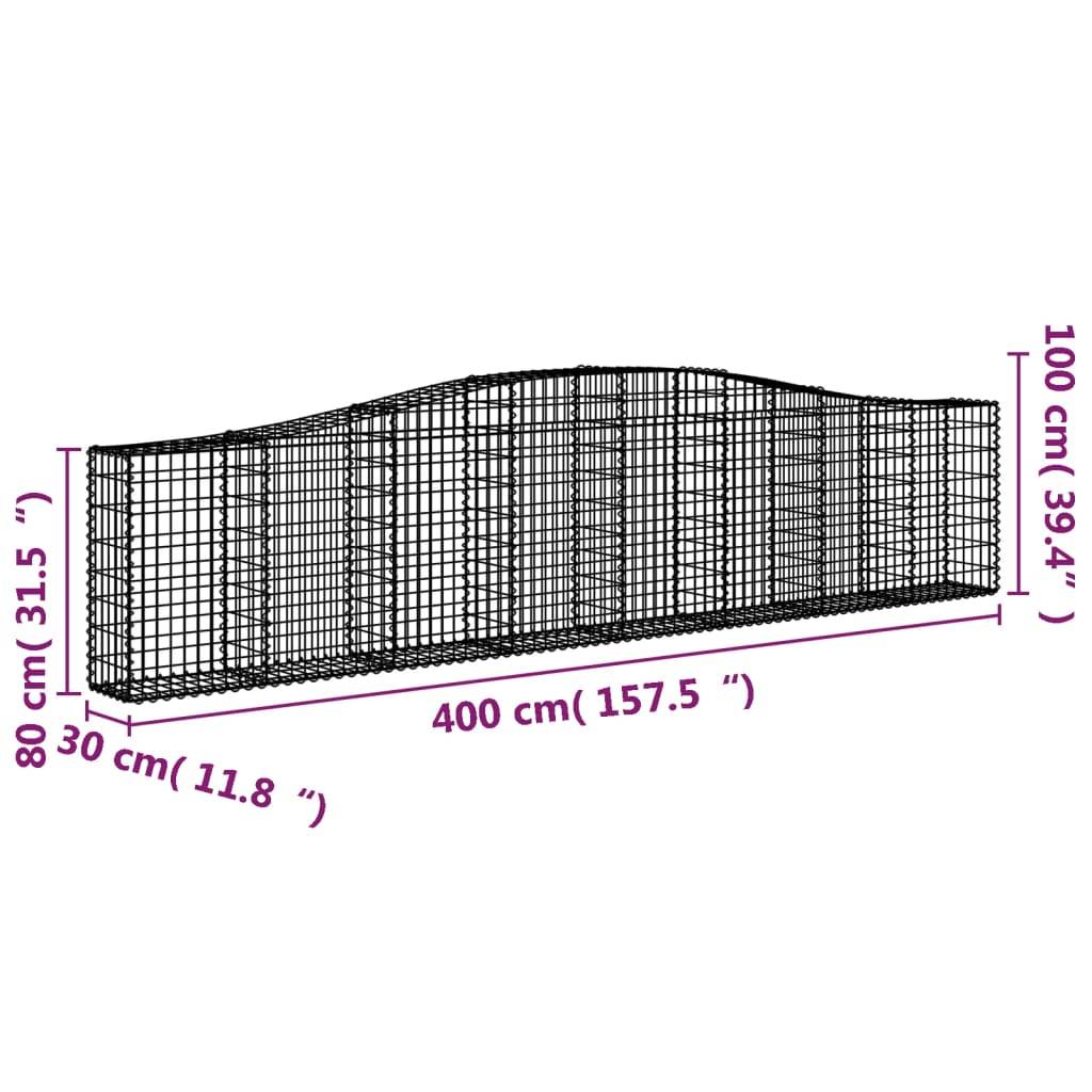 Vidaxl - Paniers à gabions arqués 7 pcs 400x30x80/100 cm Fer galvanisé vidaXL 3145818 - Image 3